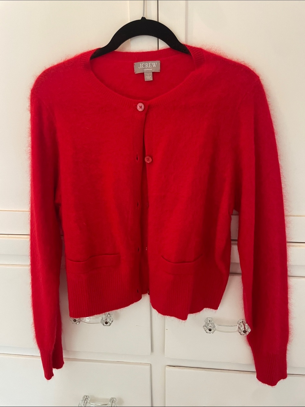 J. Crew red cashmere Button-Front Cardigan